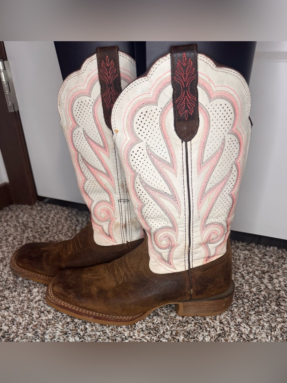 Durango Lady Rebel Pro Women’s 6.5M Brown White Pink Western Boots DRD0392